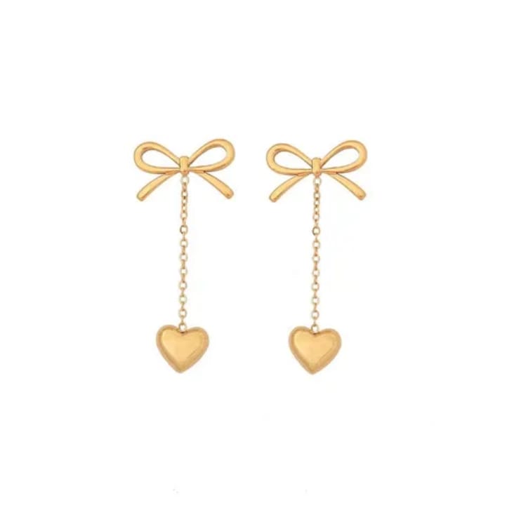 bijoux collier en acier inoxydable et oreilles avec plaqué or