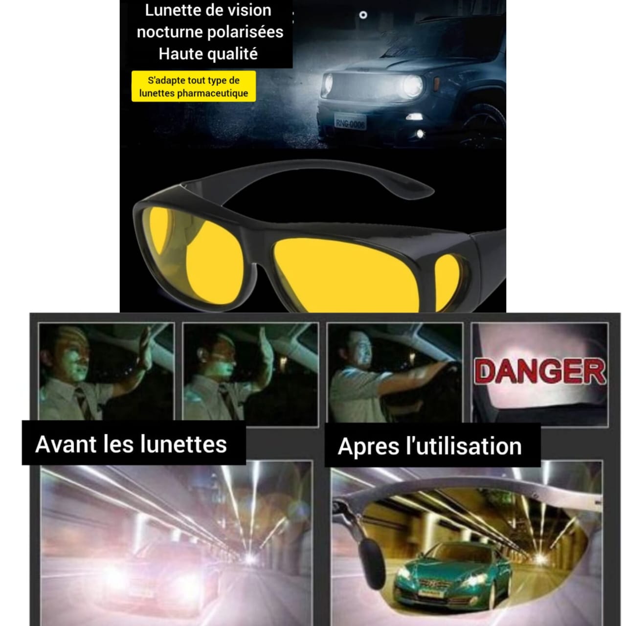 Lunettes de Vision Nocturne haute qualité– Conduisez en toute sécurité la nuit