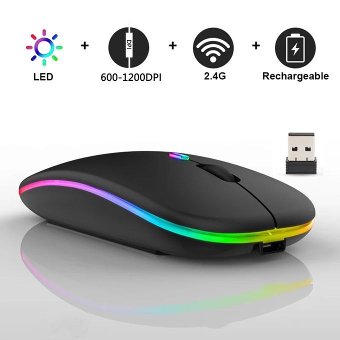 SOURIS SANS FIL YOLANDAR W10 PLAT RGB WIRELESS & BLUETOOTH RECHARGABLE