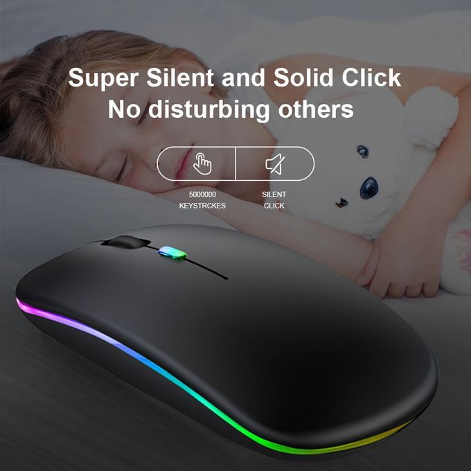 SOURIS SANS FIL YOLANDAR W10 PLAT RGB WIRELESS & BLUETOOTH RECHARGABLE