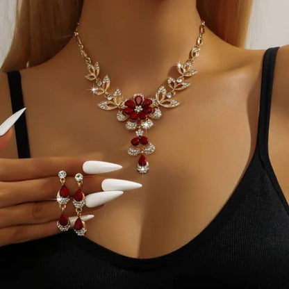 collier de luxe a pompons en forme de fleur avec goute d'eau ensemble de chaines de clavicule haut de gamme