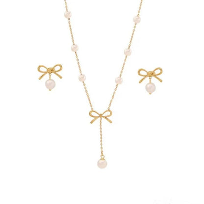bijoux collier en acier inoxydable et oreilles avec plaqué or