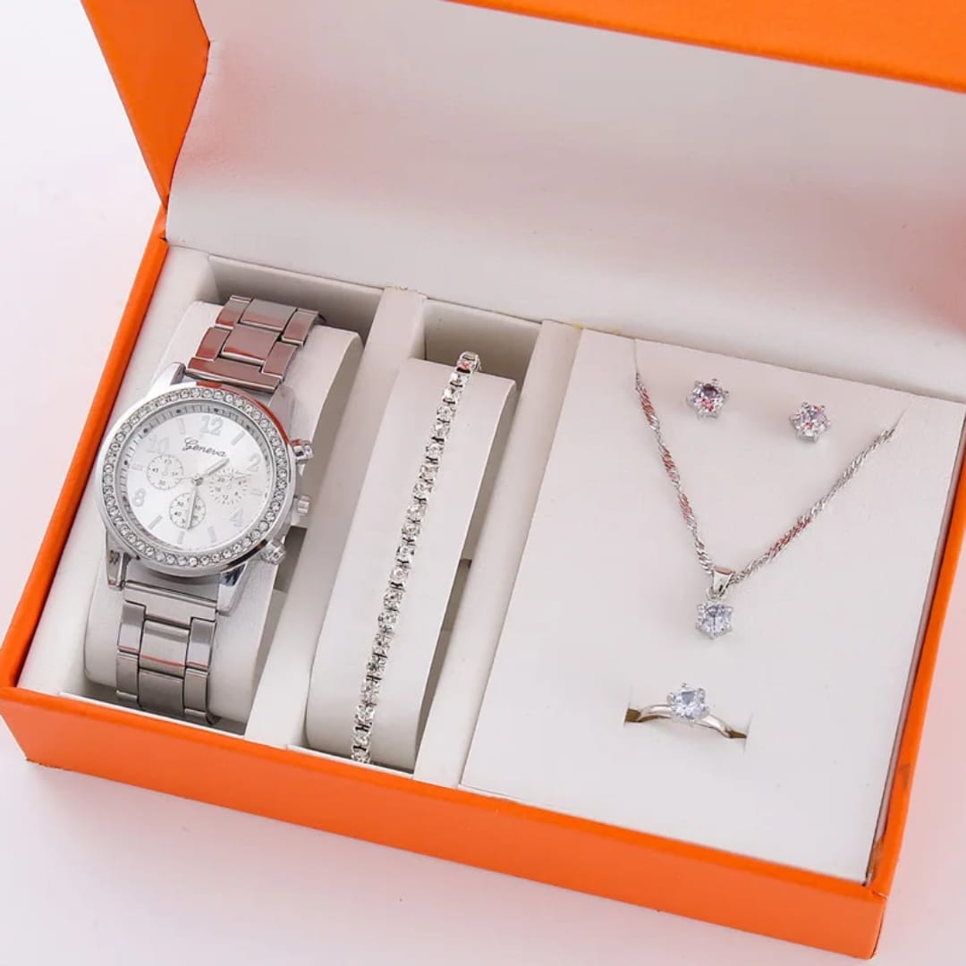 Ensemble 5 pièces femmes décontracté coréen montres à Quartz bracelet en acier luxe 10mm boîtier en