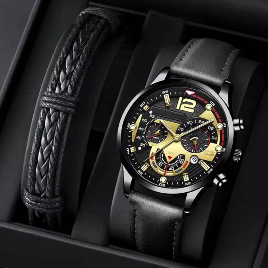 Puissance & Élégance – La Montre-bracelet en cuir, acier pour homme Qui Fait la Différence"