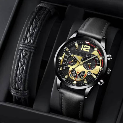 Puissance & Élégance – La Montre-bracelet en cuir, acier pour homme Qui Fait la Différence"