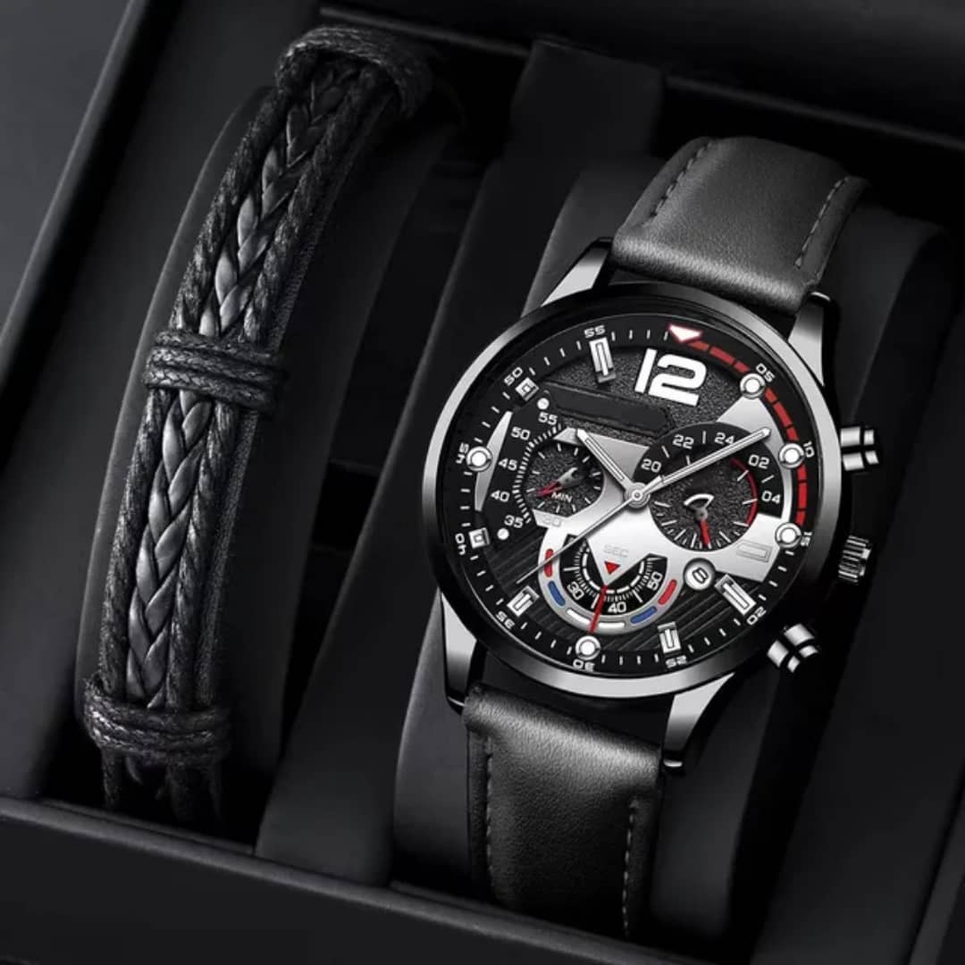 Puissance & Élégance – La Montre-bracelet en cuir, acier pour homme Qui Fait la Différence"