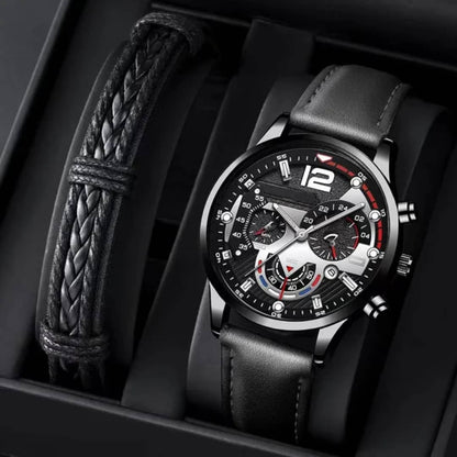 Puissance & Élégance – La Montre-bracelet en cuir, acier pour homme Qui Fait la Différence"