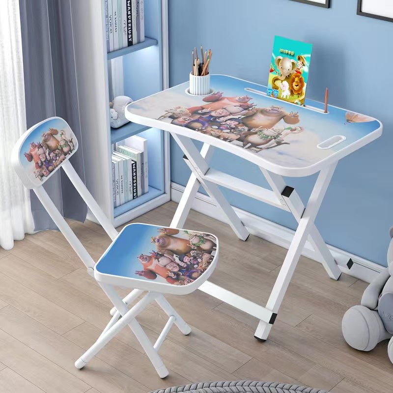 Table d'apprentissage pour enfants pliante maison table d'écriture chaise maternelle petite table dessin animé simple chaise ensemble